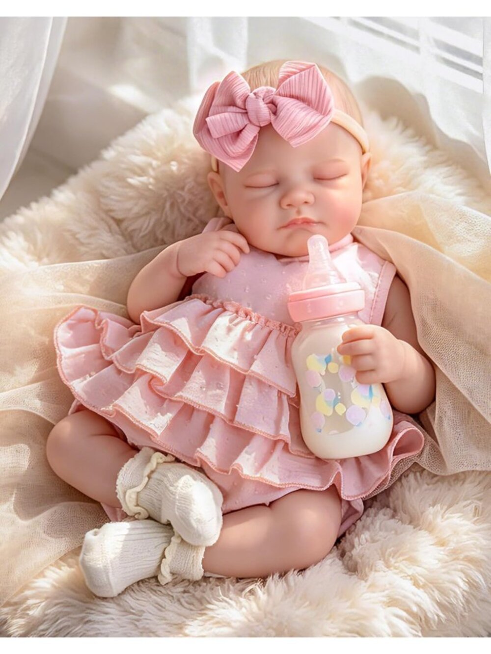 20in Sleeping Reborn Baby Doll Girl Hand Painted Soft Vinyl Pink